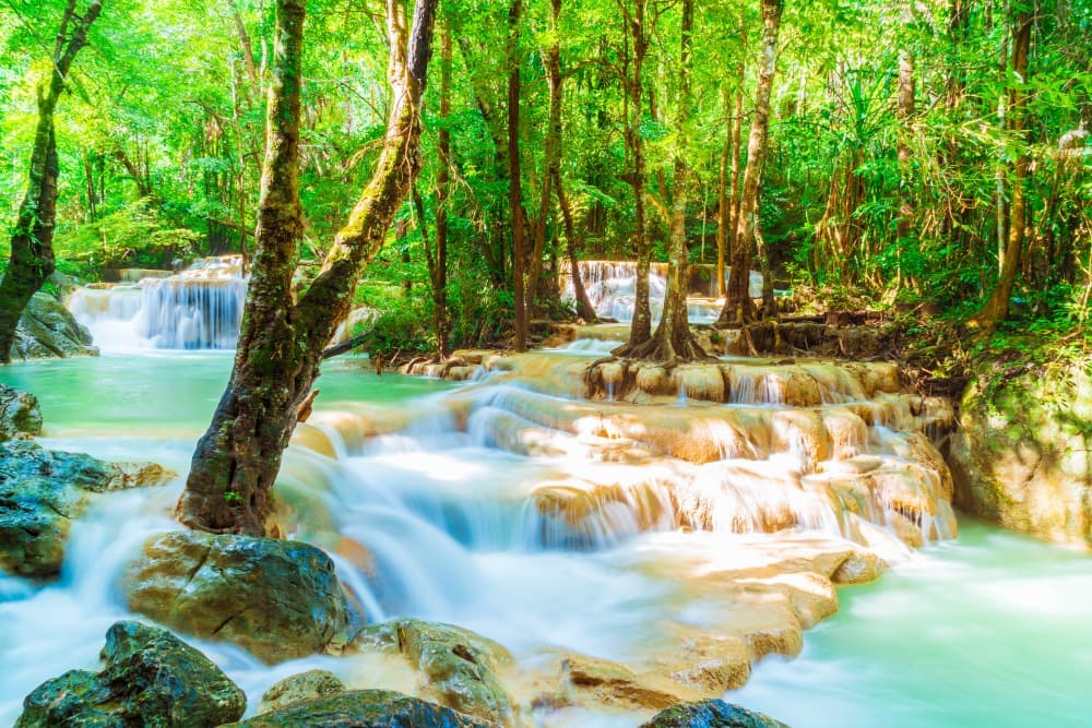 beautiful erawan waterfall